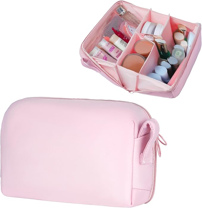 Makeup Bag for Travel Medium Cosmetic Case for Women Large Capacity Portable Zipper Cosmetic Organizer with Compartments