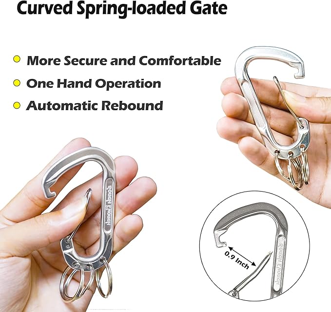 Rough Enough Carabiner Keychain Clip with Triple 3 Keyring Buckle Aluminum Alloy Metal for EDC Preppy Teens Men