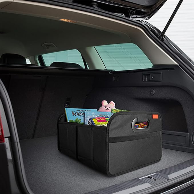 ANIS·KEAAR New Car Trunk Organizer & Car Storage organizer | Collapsible 2-Compartment | Waterproof Oxford | Universal for Cars/SUVs (Black)