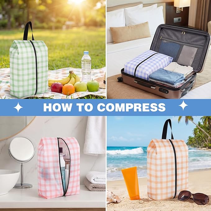 6 Pcs Travel Shoe Bags with Zipper Nylon Portable Waterproof Suitcase Shoe Organizer Packing for Golf(L,Fresh Color)