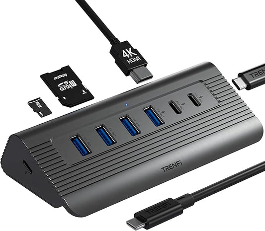 USB C Hub 10-in-1 Detachable Cable, USB 3.2 Gen2 10Gbps ??4K 60Hz HDMI, 100W PD, SD/Micro SD ??Docking Station for MacBook Pro/Air M1-M5, Windows Laptop, Mac mini, iPad Pro (Space Gray)