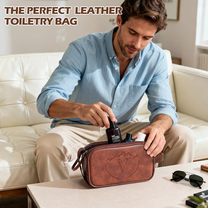 Toiletry Bag for Men,Mens Toiletry Bags for Traveling,Toiletries Travel Bag for Shaving Kit,Personalized Travel Bag Toiletry,Birthday Gifts for Men Husband (V)