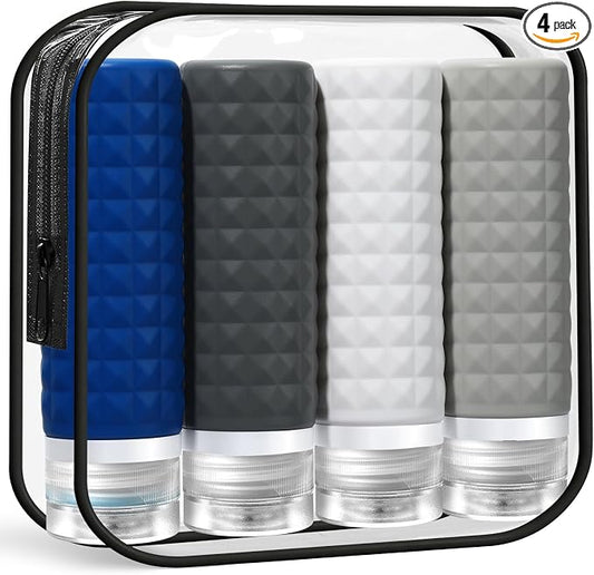 Travel Bottles for Toiletries, TSA Approved Travel Size Containers, Leak Proof Silicone Shampoo Bottles, Small Toiletry Containers with Clear Bag for Shampoo Conditioner Lotion