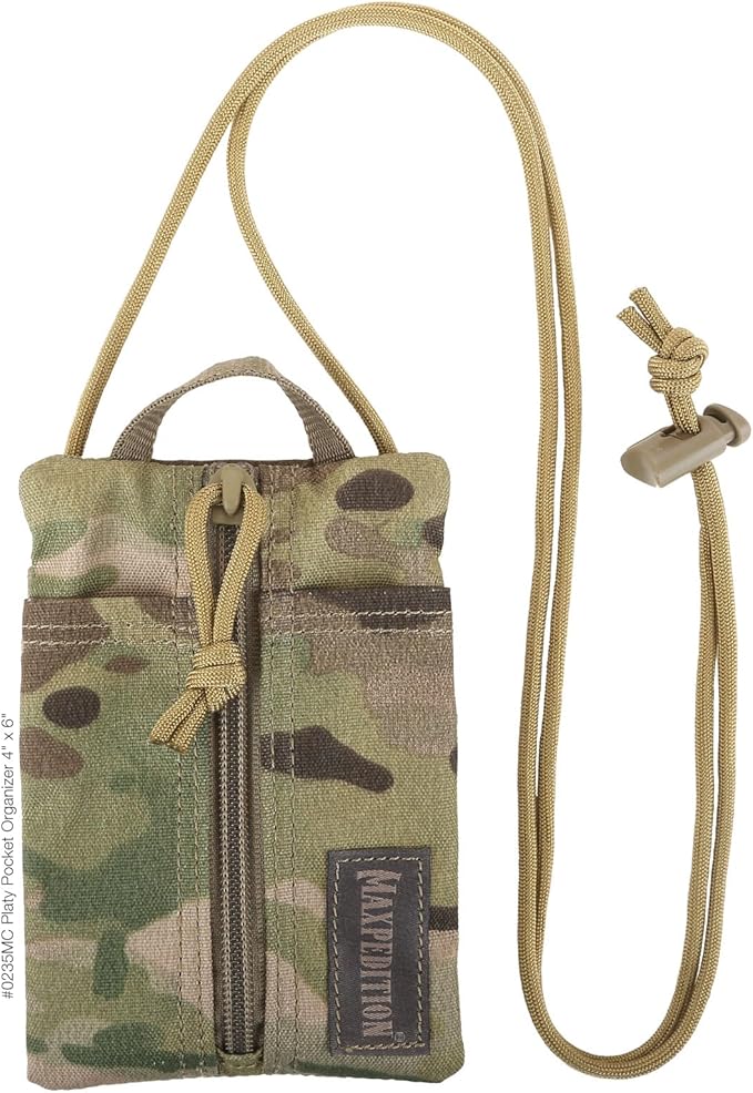 MAXPEDITION Platy Pocket Organizer, Durable EDC Tool Pouch for Men, Neck Wallet with Paracord Lanyard, Holds Flashlight, Multitool, Pen, Notebook