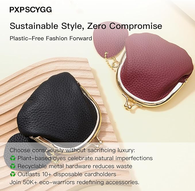 Women's Small Coin Purse, Vintage PU Leather Change Purse, Coin Bag with Kiss Lock, Mini Coin Purse for Women (Lemon Yellow)