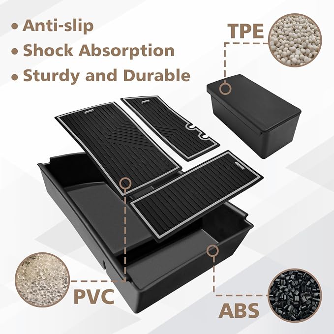 Muslogy Center Console Organizer Compatible with Hyundai Sonata 2024-2026 Accessories Middle Console Storage Box Sunglasses Coin Holder ABS Material with Anti-Slip Mats Interior Divider Tray (Gray)
