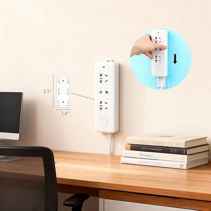 Desk Cord Cable Holder Clips, Adhesive Charging Cord Wire Organizer Keeper Holder for Nightstand, Desk, Office or Mouse with 1 Power Strip Holder