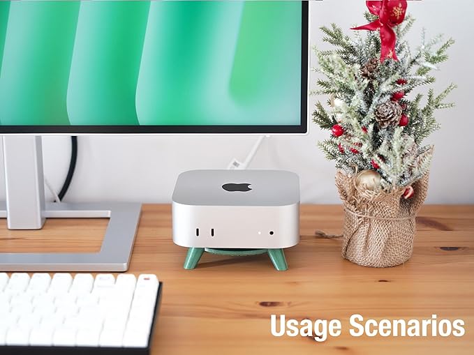 Stand for Mac mini M4, MacMini M4 Mount, Computer Holder for Mac mini M4/M4 Pro 2024, Simple Design, Non-Slip Pads, Easy Power Button Access, Horizontal Stand (Green)