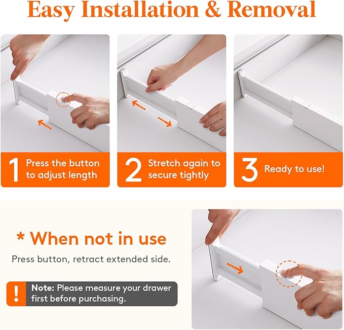 Lifewit 20 Pack 4" High Drawer Dividers 28-43.5cm/11-17" Adjustable Drawer Organizer for Clothes/Utensils, Expandable Drawer Separator in Dresser/Kitchen/Bedroom/Office Organization & Storage White