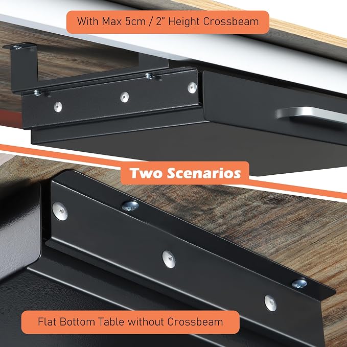 Under Desk Drawer Black 21" with 4 Divider Trays, Under Shelf Pencil Drawer Pull-out, Standing Desk Metal Storage Attachment Slide Out for Workbench