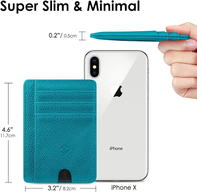 FINTIE Slim Minimalist Front Pocket Wallet, RFID Blocking Credit Card Holder Card Cases with ID Window for Men Women (Legacy Teal)