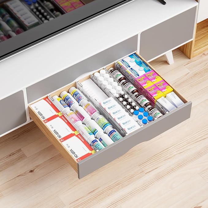 Yieach 8 Pack 3.2 Inch Shallow Acrylic Drawer Dividers for Clothes -Expandable from 15-21''- Adjustable Drawer Dividers for Baby Clothing,Sock,Underwear,Clear in Drawer Separators for Dresser,Kitchen