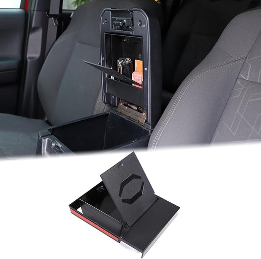 Upgrade Armrest Hidden Storage Box Compatible with Toyota Tacoma 2016-2023 Center Console Handrail Privacy Storage Box Organizer Tray Armrest Storage Box Container Insert Pallet Manager Accessories