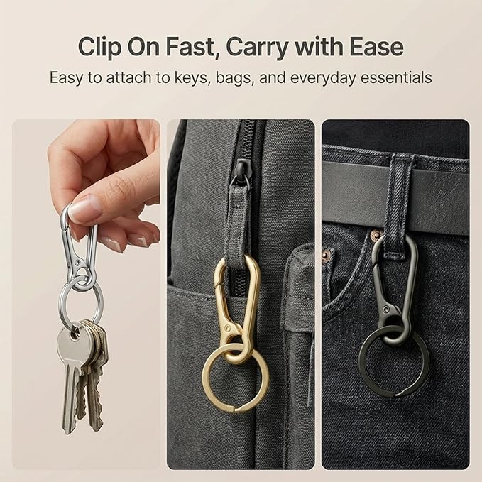 OXIHOUSE&CO- Metal Carabiner Keychain Set, Minimalist Key Ring Clip for Car Keys, Purse, Backpack, Durable for Women Men