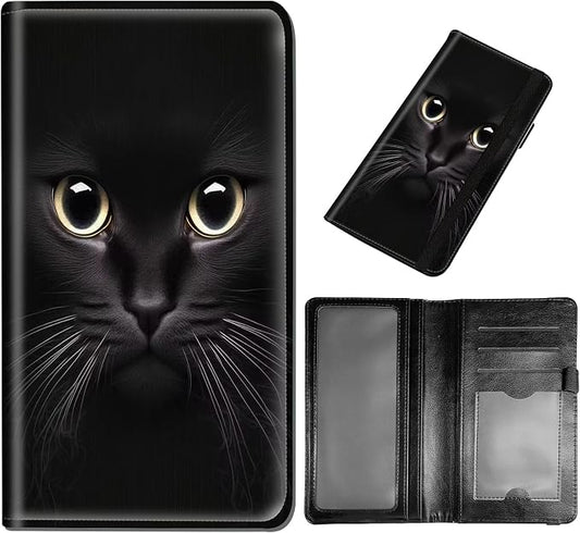 Checkbook Cover - Premium Leather Standard Duplicate Register Check Card Book Holder Wallet with RFID Blocking Function for Girl Men Women,Big Cat Eyes