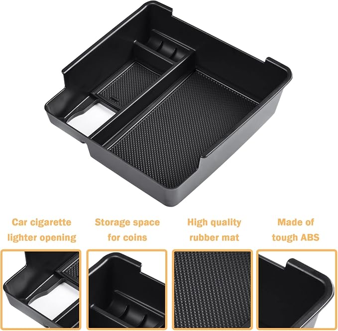 TACORBO Center Console Organizer for Nissan Frontier 2022-2026, Black | Pickup Truck Armrest Secondary Storage Box, ABS Insert, Glove Box Tray, Black Trim