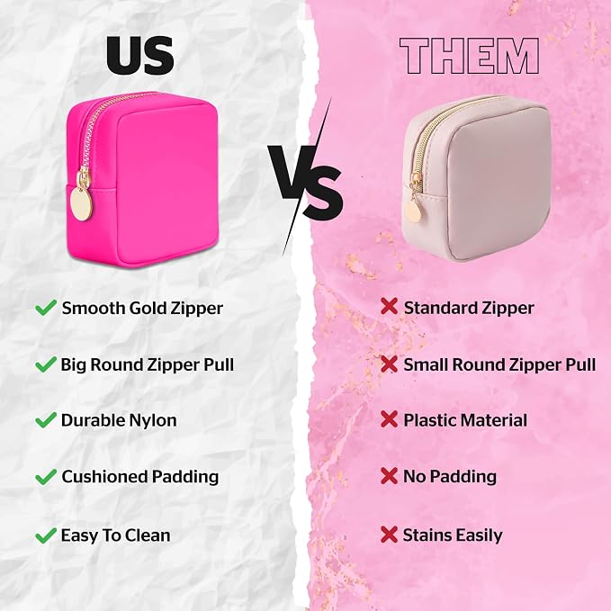 DANCOUR Nylon Makeup Bags for Women Large Preppy Travel Toiletry Pouch Cosmetic Bag Makeup Organizer