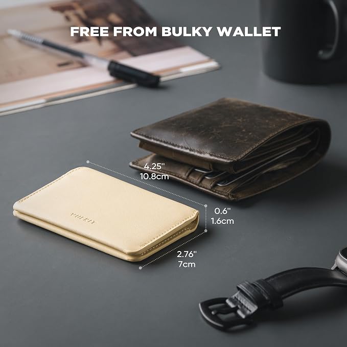 VULKIT Slim Minimalist Card Holder RFID Blocking Leather Credit Card Holder Front Pocket Wallet Magnetic Closure
