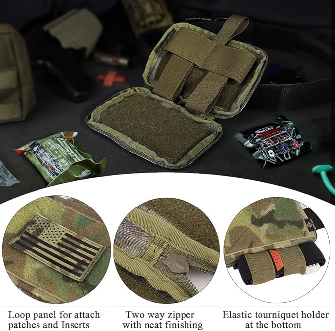PETAC GEAR Tactical Medical Pouch Compact Admin Belt Pouch EMT First Aid Pouch IFAK Utility Pouch Trauma Kit Organizer Tourniquet Holder