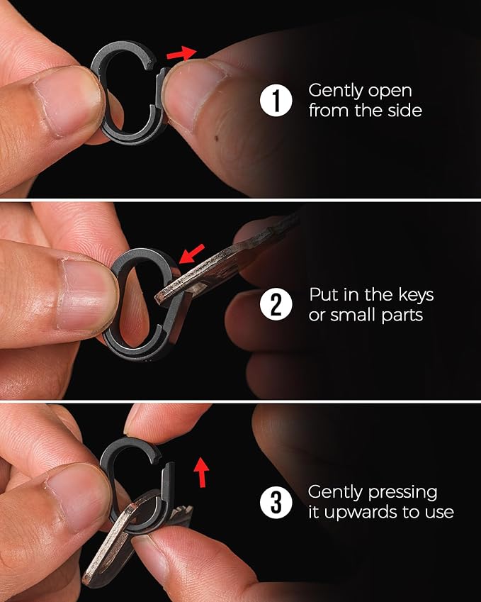 FEGVE Key Ring, Titanium Side Pushing Key Rings Keychain Rings Small Split Keyrings for Men
