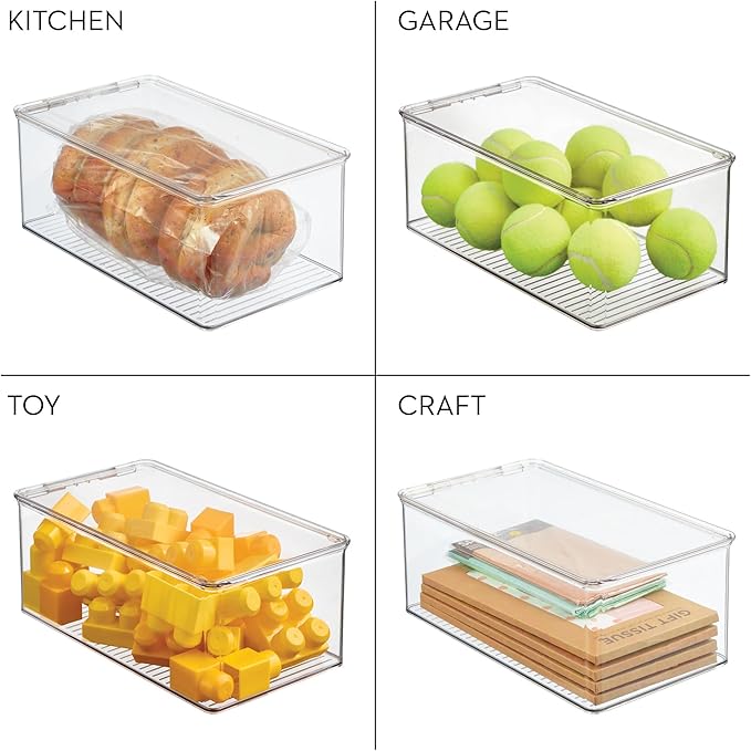 iDesign Stackable Shoe Box - Plastic Shoe Box with Hinged-Lid - Clear - Made in USA