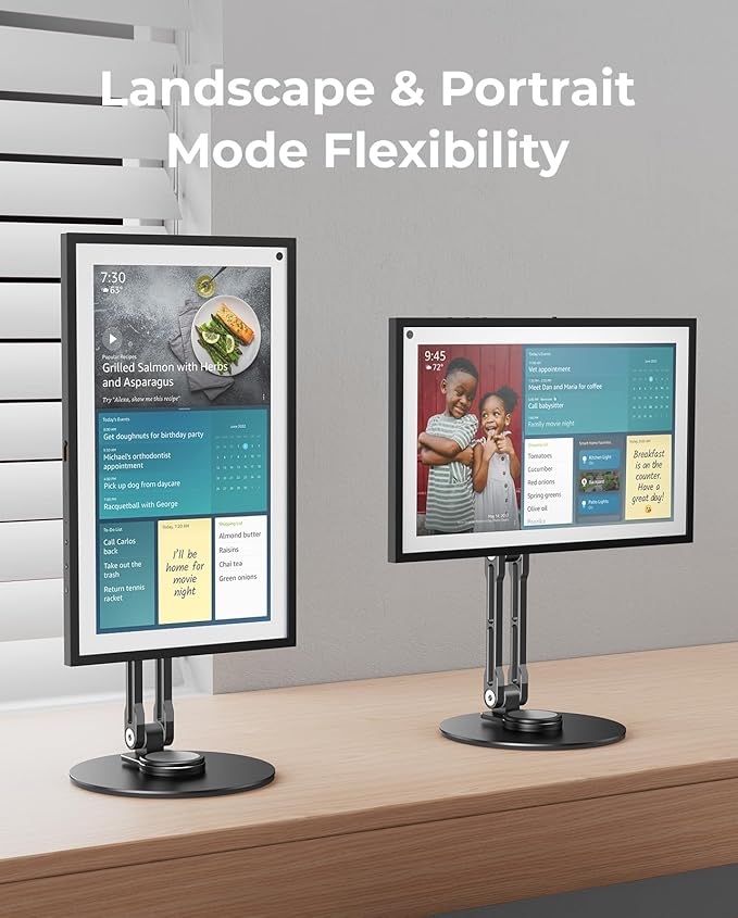 Portable VESA Monitor Stand for 15.6 Inch Monitors, Aluminum Portable Screen Mount for Desk with 360°Rotation Bases, Adjustable Secondary Travel Monitor Stand Compatible with 15.6/16/18.5 Inch - Black