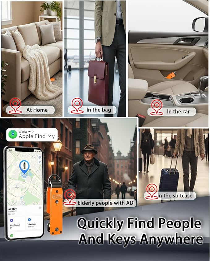 Air Keychain with GPS Tracker : Lightweight Compact Key Holder for Outdoor Use - Minimalist Metal Key Organizer