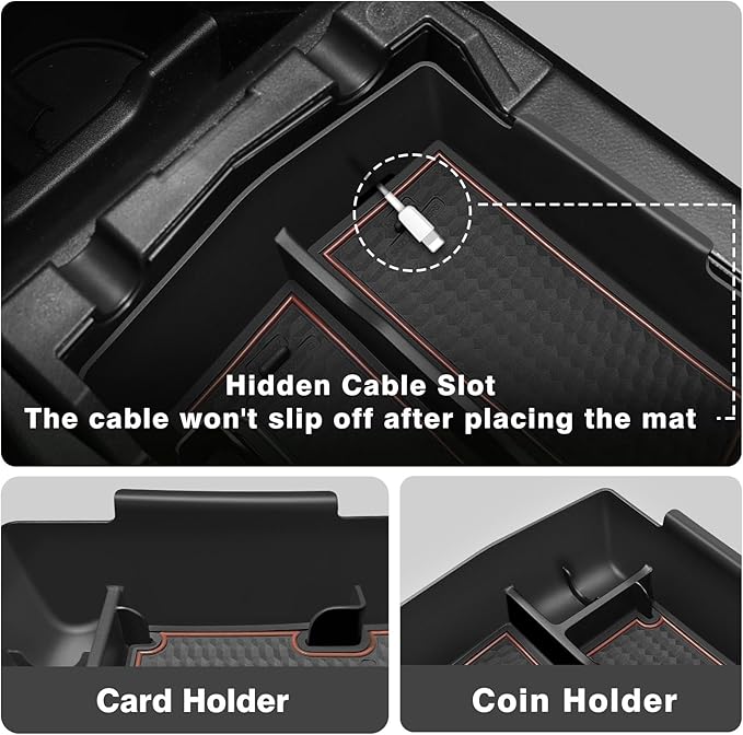 Muslogy Upgraded Center Console Organizer Compatible with 2025 Subaru Forester Middle Armrest Storage Box Insert Tray Cable Holder Interior Accessories Easy Removal (Brown) Won't fit 2026