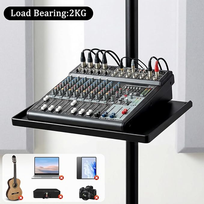 Mic Stand Tray Clamp On Shelf Lash Tray Holder Microphone Stand Trays Pole Mount Shelf Tripod Trays Desk Holders Mic Stands Accessories With 9.44" X 6.88" For Stage, Music Sheet, Live Streaming