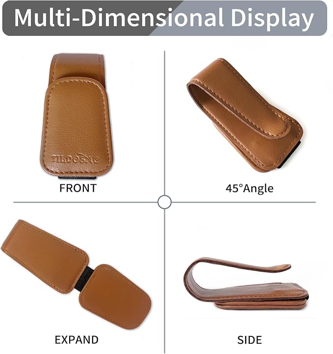 TILDOSAC Magnetic Sunglass Holder for Car Visor,Leather Glasses Holder,Vehicle Accessories Sunglasses Visor Clip for Truck 2 Pack