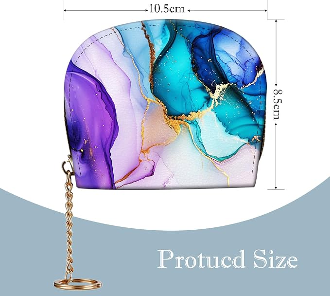Women's Slim RFID Wallet – Compact Leather Card Holder Wallet for Women, 9 Card Slots RFID Blocking Credit Card Organizer, Small Travel Wallet - Colorful Marble