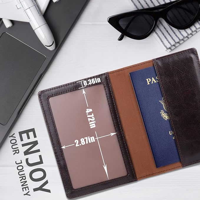 TIGARI Passport Holder for Travel Women Men, Valentines Day Gifts PU Leather Wallet Cover Case Sleeve, Waterproof Protected Document Organizer, Vacation Plane Cruise Travel Essentials