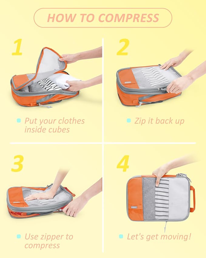 BAGSMART 6 Set /4 Set/2 Set Compression Packing Cubes for Travel, Lightweight Luggage Organizer Bags, Durable Space Saver Bags Travel Essentials