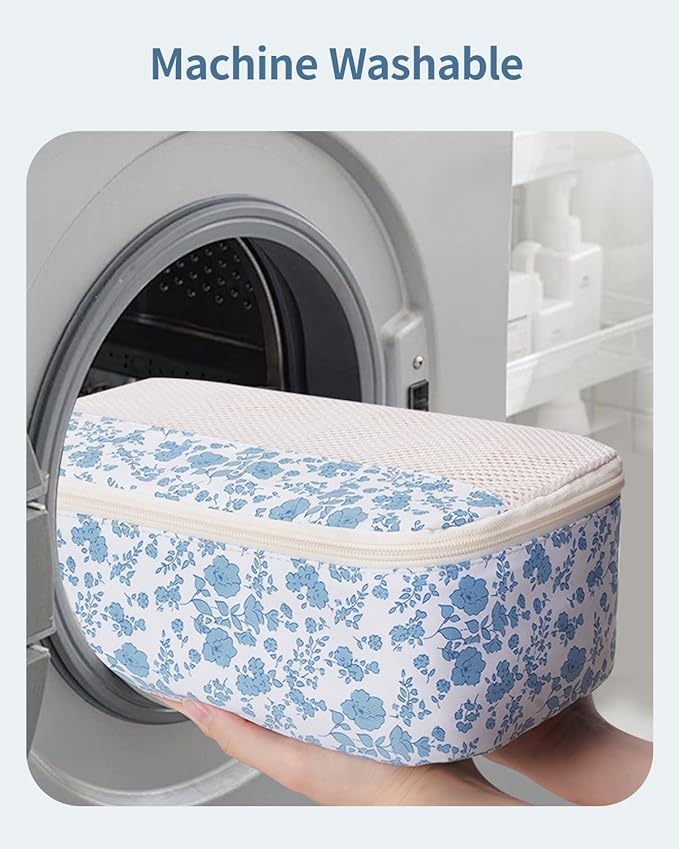 Narwey 7 Set Floral Packing Cubes for Travel Carry on Suitcase Luggage Organizer Bags for Kids Women Men, Durable Packing Organizers Bag, Travel Essentials Accessories (Blue Flower)