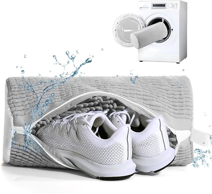 Aship Shoe Washing Machine Bag, Laundry Shoe Bag for Washer and Dryer - Reusable Shoe Cleaning Bag for Sneakers,Tennis Shoes, 360° Deep Cleaning With Self-locking Zipper for All Shoe Sizes - Gray,1PC