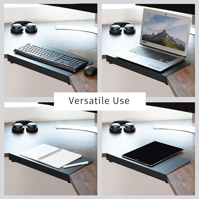 VIVO Clamp-on 17 inch Corner Desk Connector Sleeve Plate, L Desk Platform Extender Attachment, Black, DESK-AC07C