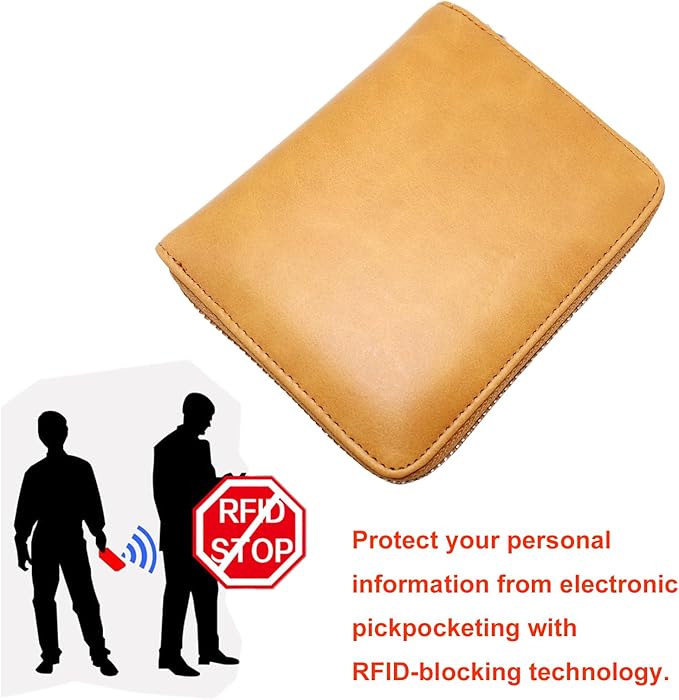 boshiho RFID Blocking 24 Slot Credit Card Holder Wallet Real Leather Multi Card Organizer Wallet with Zipper