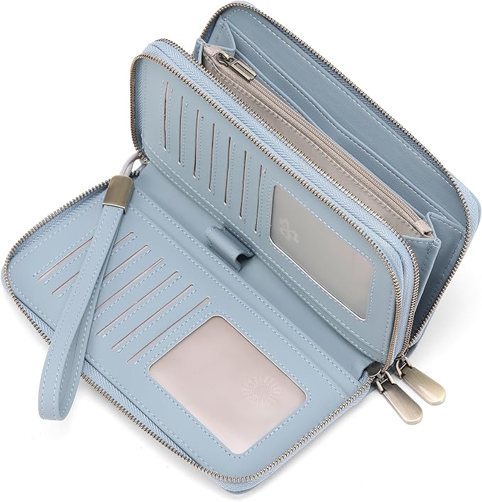 GAEKEAO Wallet for Women Clutch Leather RFID Blocking Wristlet Purse Zip Around Wallets Large Capacity Credit Card Holder