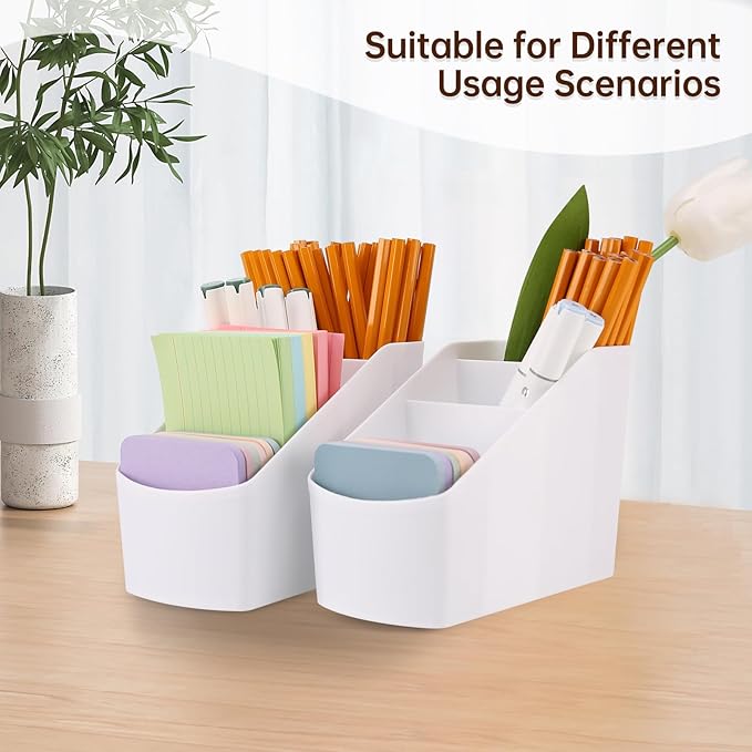 Generic 2-Piece Set Plastic Desk Organizer With 8 Slots,Minimalist Multi-purpose Storage for Small Items,White Matte Surface