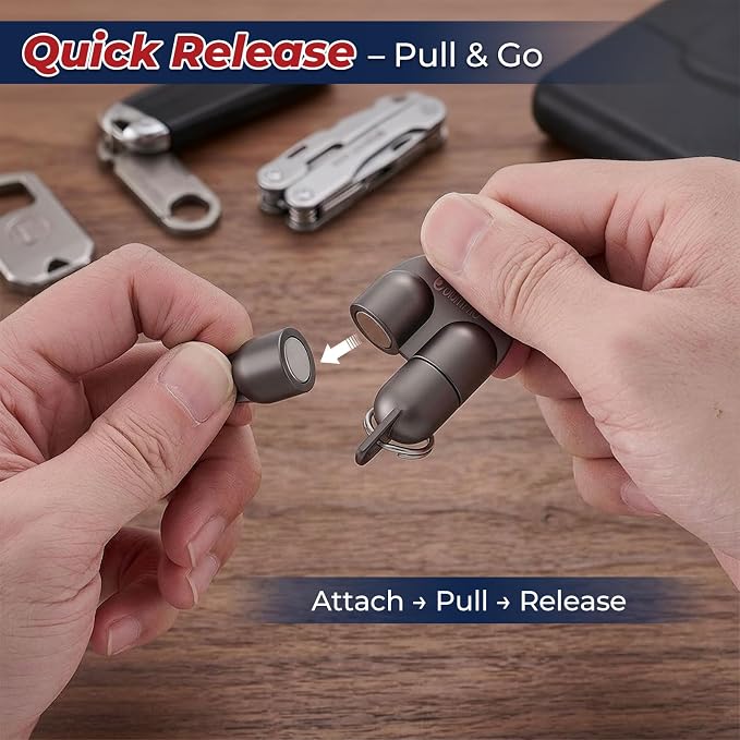 Twin Magnetic Quick Release Keychain with Carabiners, Detachable Keychain for Fly Fishing,Backpack,Outdoor