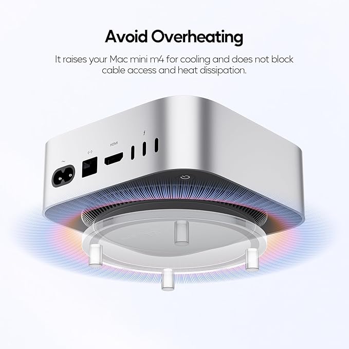 Clear Acrylic Desk Stand for Mac Mini M4/M4 Pro 2024, Minimalist M4 Holder with Easy Power Button Access, Anti-Slip Base & Heat Dissipation, Compact Space-Saving Design for Mac Mini 2024 Model