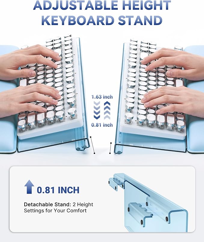 Computer Keyboard Stand for Desktop, Ergonomic Keyboard Wrist Rest 2-Level Height Adjustment, Non-Slip Key Board Riser Pad for Office, Gaming, and Home Desks