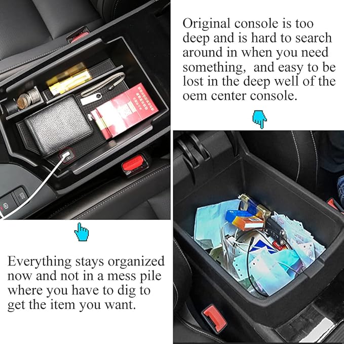 Vesul Center Console Armrest Storage Box Compatible with Infiniti QX50 2019-2023/QX55 2022-2023 ABS Tray Insert Organizer Glove Pallet