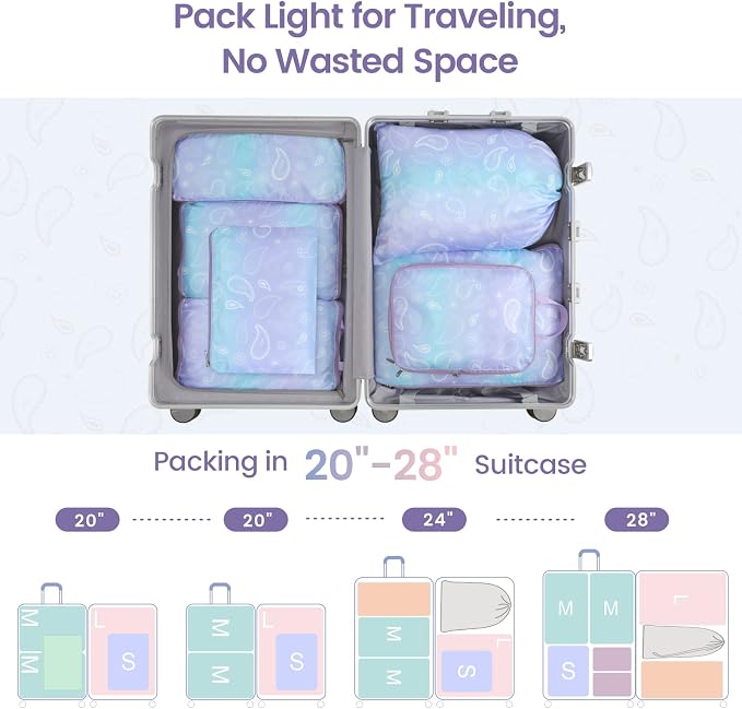 Cambond Compression Packing Cubes for Travel - Lightweight Expandable Travel Bags Luggage Organizers Travel Essentials Compression Cubes for Travel Space Saver for Carry on Suitcases Organizer