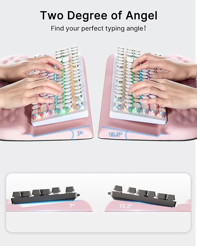 Laborio Keyboard Wrist Rest Stand for Desktop, 2 Angle Ergonomic Computer Keyboard Holder Stand, Key Board Riser with Wrist Support, Arm Rest for Office, Home, Desk(Pink)