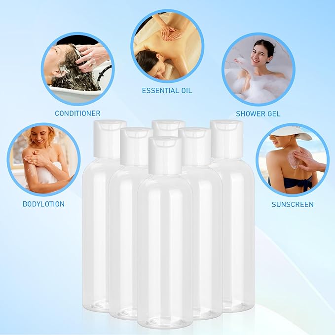 6 Pack Travel Bottles for Toiletries, 3.4 oz Travel Bottles TSA Approved Leakproof Plastic Empty Bottles, Toiletry Containers with Labels for Shampoo Conditioner Lotion Travel Essentials Accessories