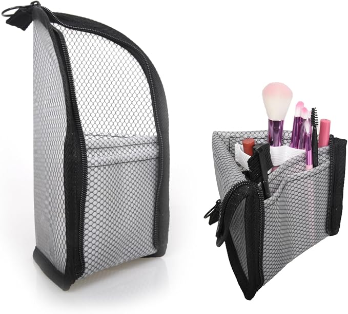 patu Standing Travel Toiletry Bag - Transparent Waterproof PVC Mesh Pouch with Triangle Design for Bathroom Essentials & Personal Care, Black