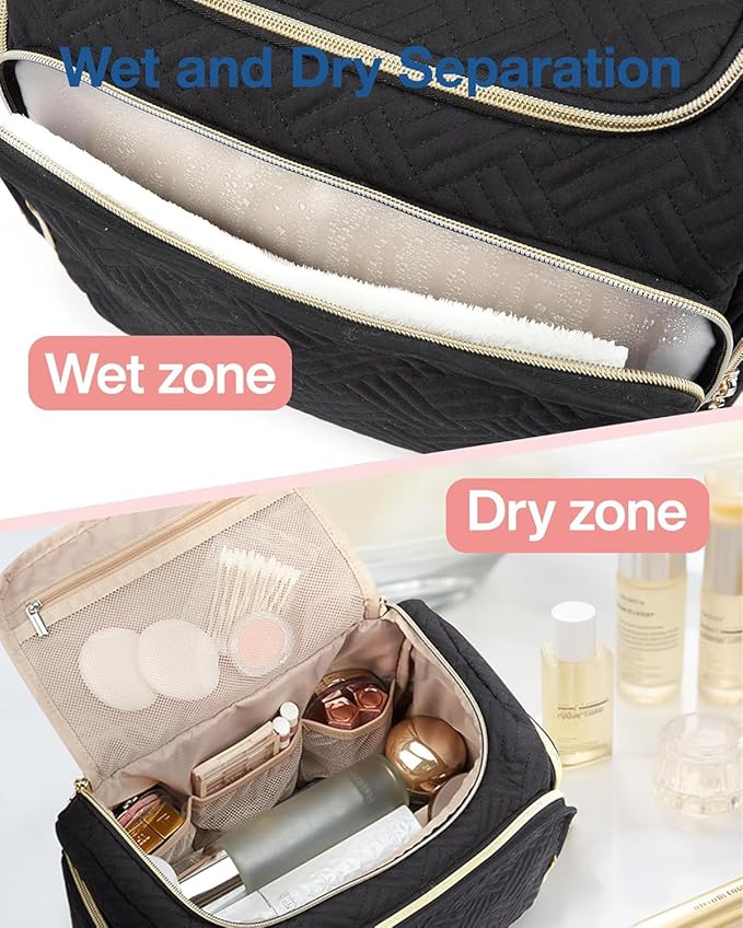 BAGSMART Travel Toiletry Bag for Women, Cosmetic Bag Makeup Bag Organizer with Handle, Travel Bag for Toiletries, Travel Accessories, Full Sized Container