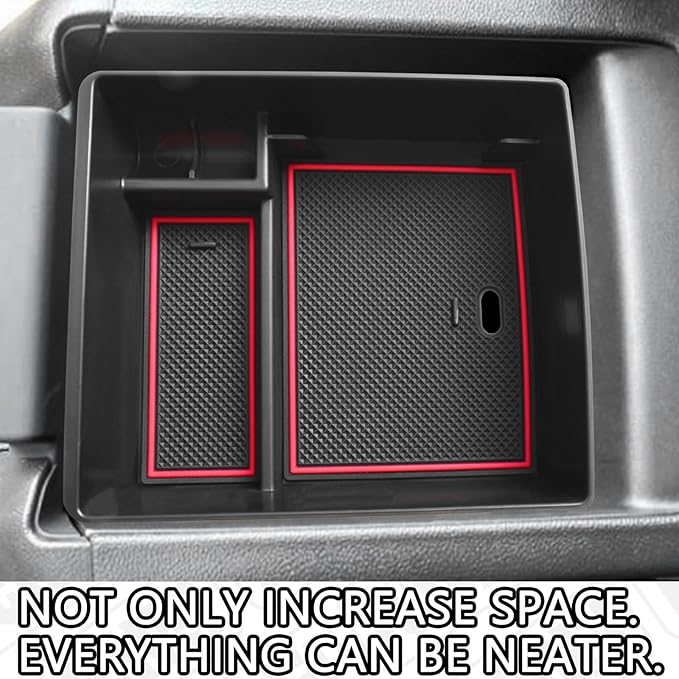HGWEI Compatible with GMC Acadia Center Console Organizer 2017-2019 2020 2021 2022 2023 Acadia SL SLE SLT Denali AT4 Interior Accessories, ABS Armrest Storage Box Insert Tray, Red