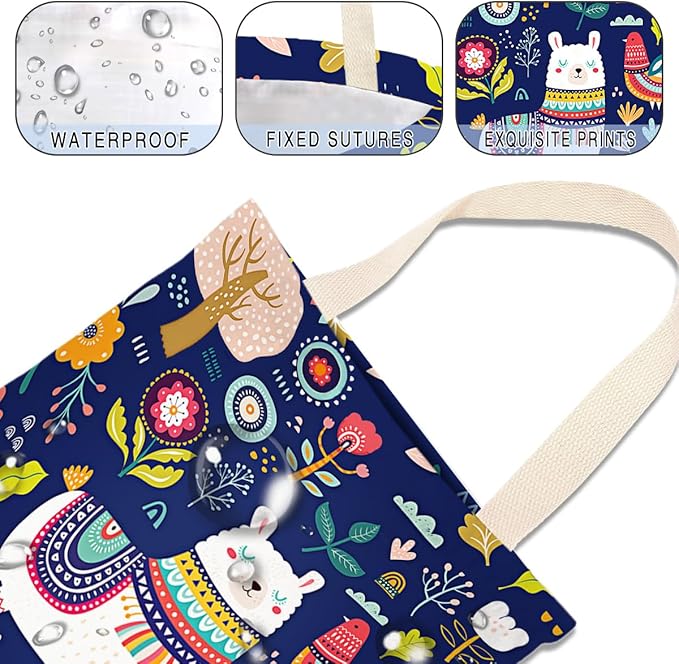 Car Trash Bag Hanging No Snap Small Garbage Bag for Car Back Seat Cute Printed One-handed Strap Trash Bags Car Accessories-Navy Alpaca Car Trash Bags